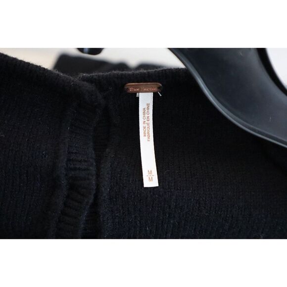 Free People OB1541763 Women's Sz M Black Small World Cable-Knit Mini Dress - Picture 3 of 11